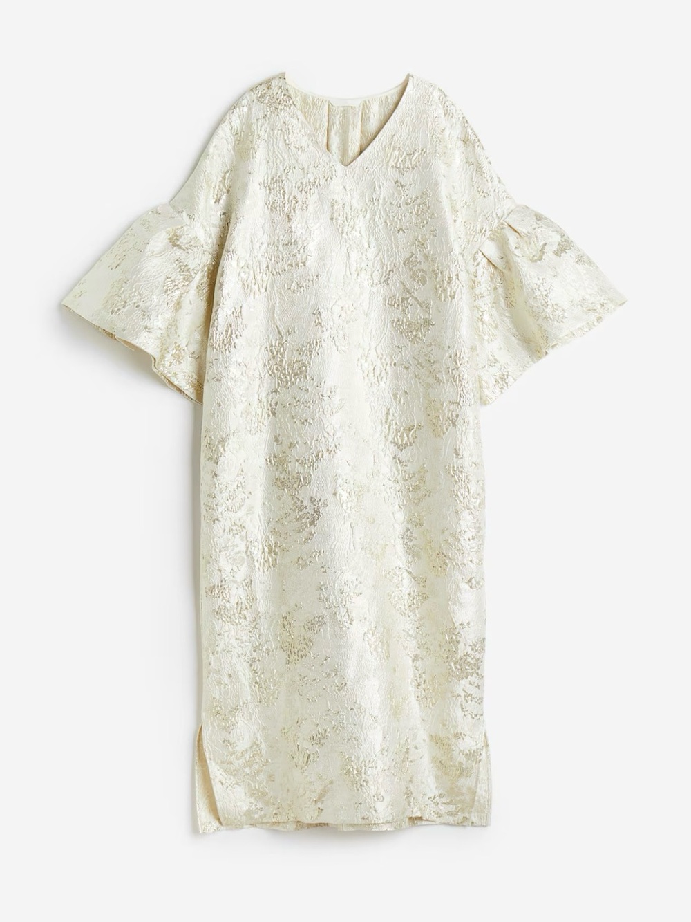 H&M spring celebration collection Cream Jacquard V-Neck Kaftan Dress